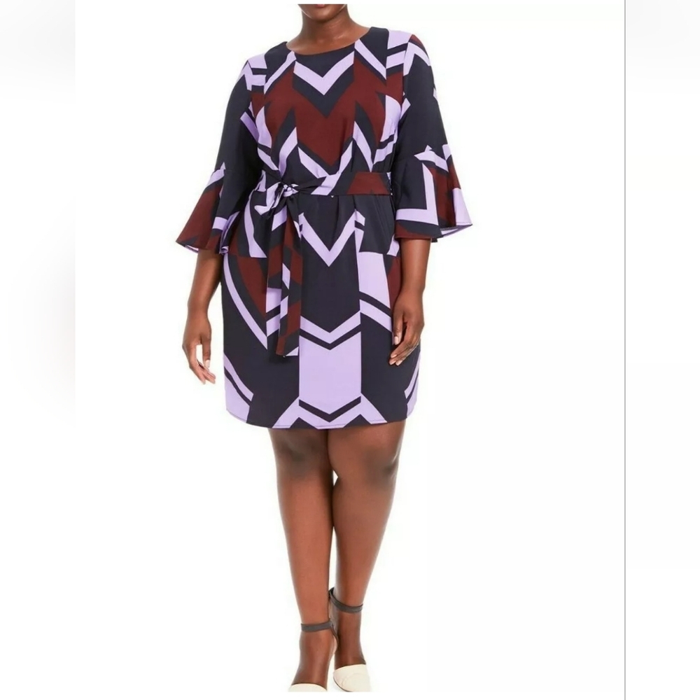 Eloquii geometrical pattern dress 24